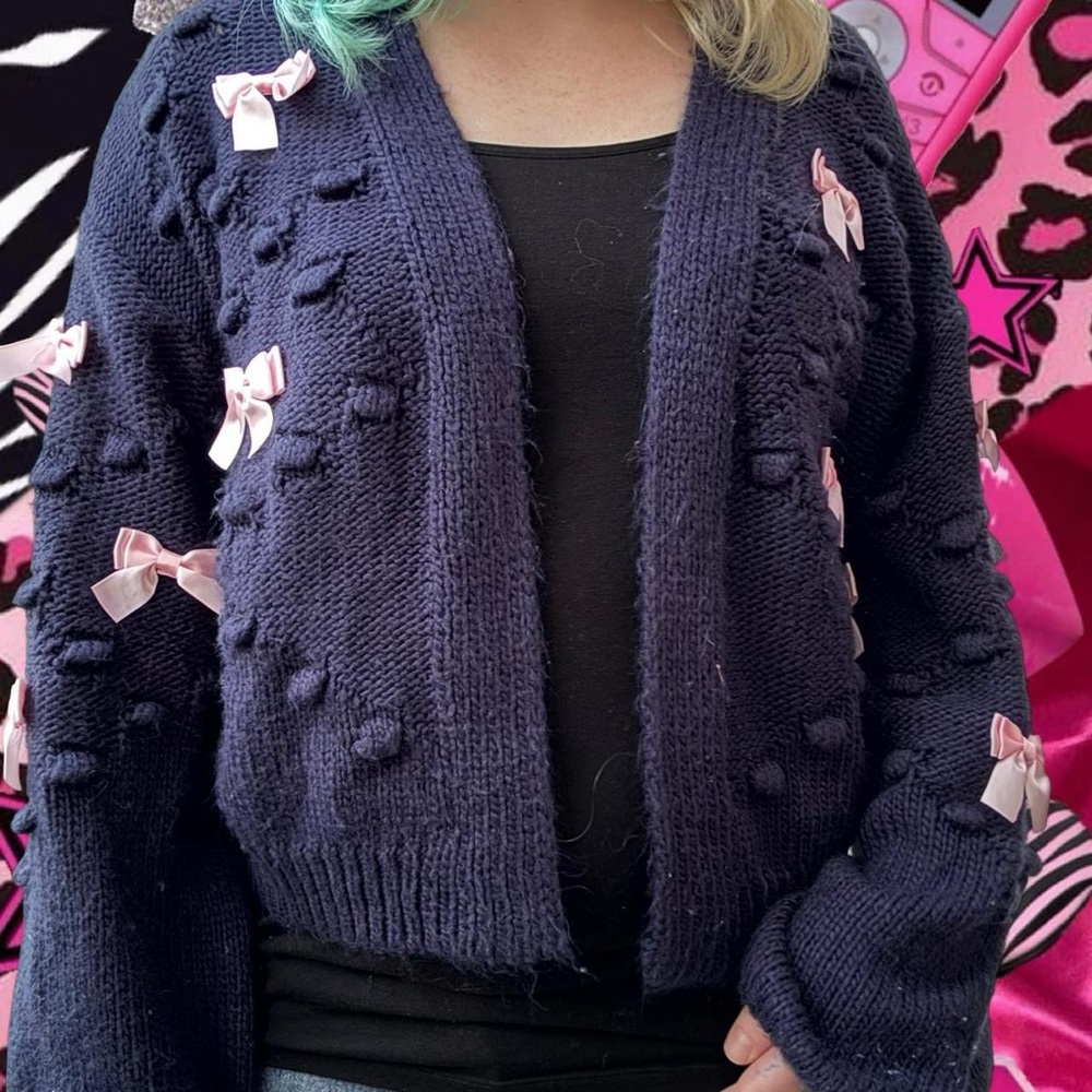 y2k style threaded leaf coquette kawaii open front cardigan, sz md